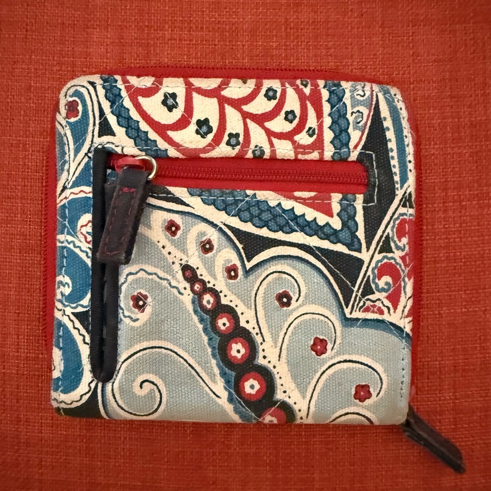 Vera Bradley Paisley Floral Zip Wallet Sea Side Nautical Collection - Picture 2 of 6